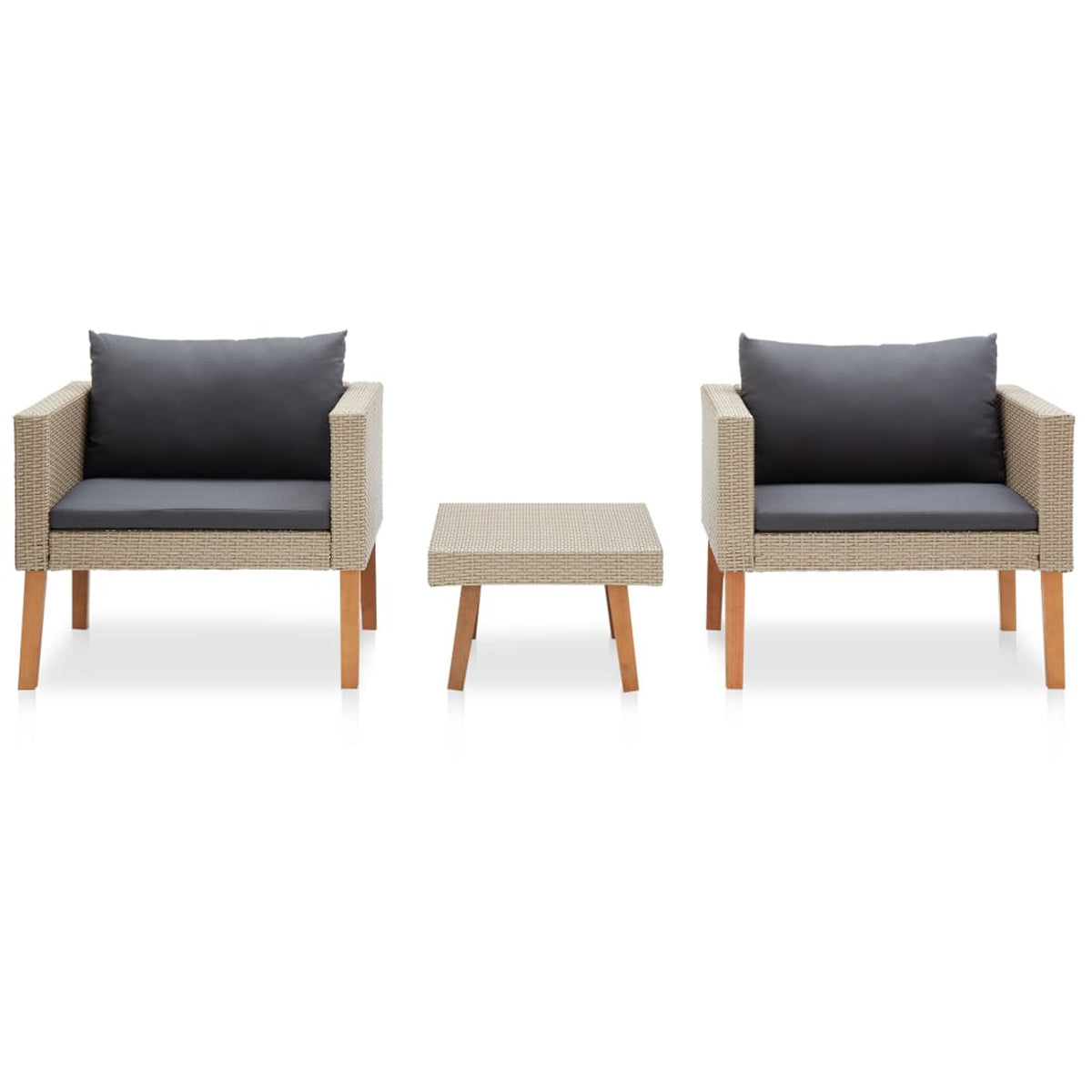 3 Piece Poly Rattan Outdoor Sectional Sofa Set with Cushions J557931
