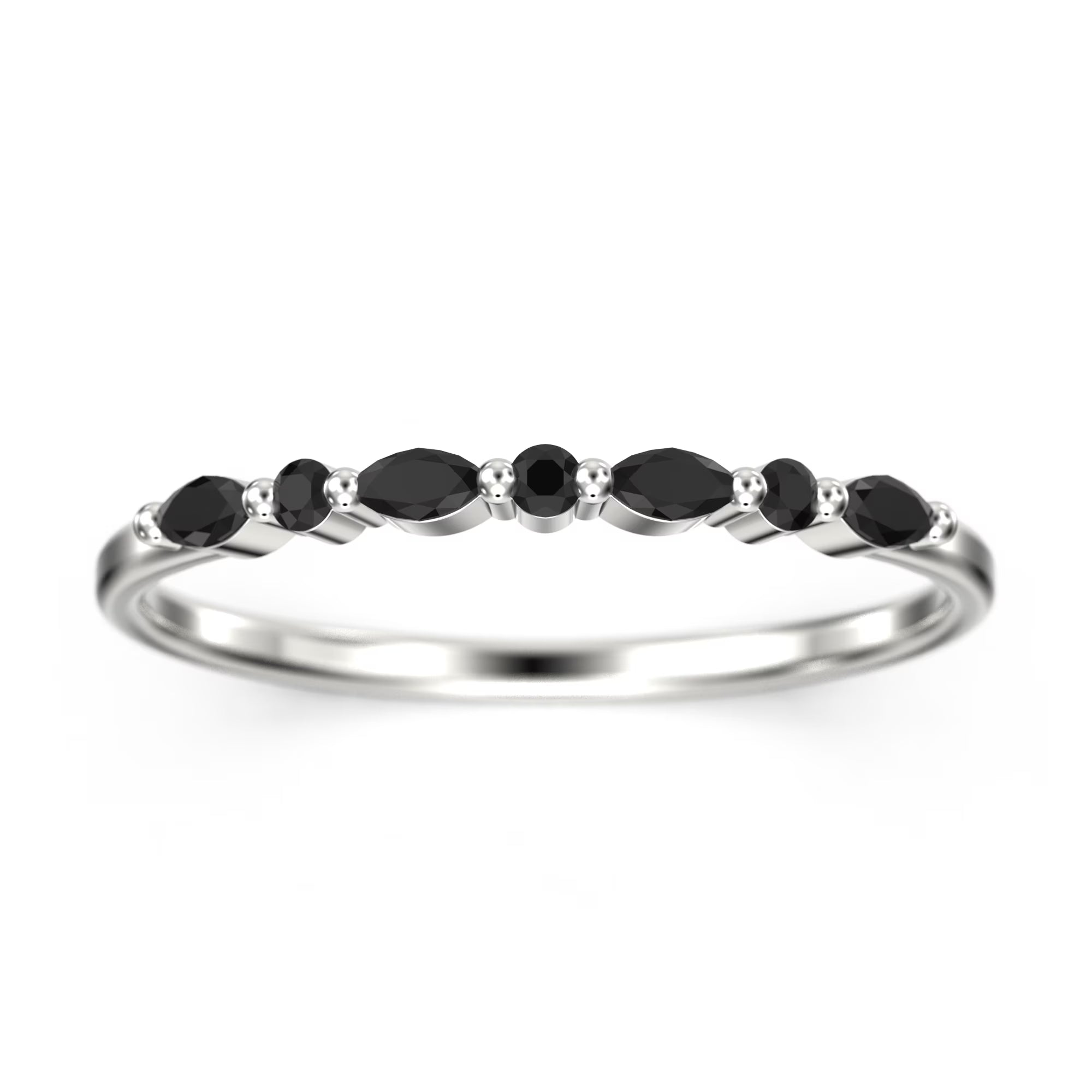 10k White Gold Black Diamond Moissanite Ring Q627488