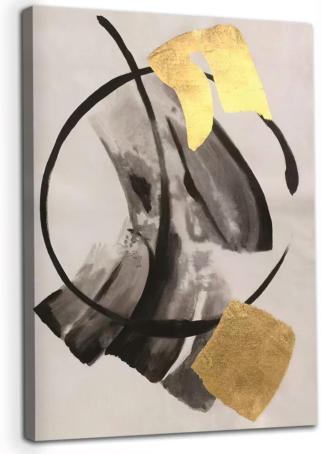 Black Gold Grey Abstract Painting Oversized Canvas Art 20x28in Unframed Pack of 2 T47316
