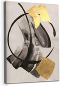 Black Gold Grey Abstract Painting Oversized Canvas Art 20x28in Unframed Pack of 2 T47316