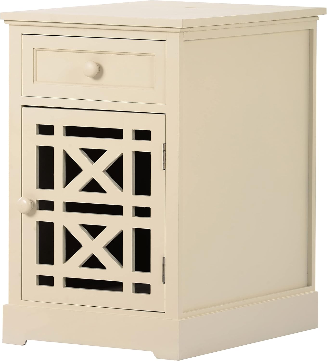 Navy Blue Antique End Table with Drawer and Storage Cabinet S377069