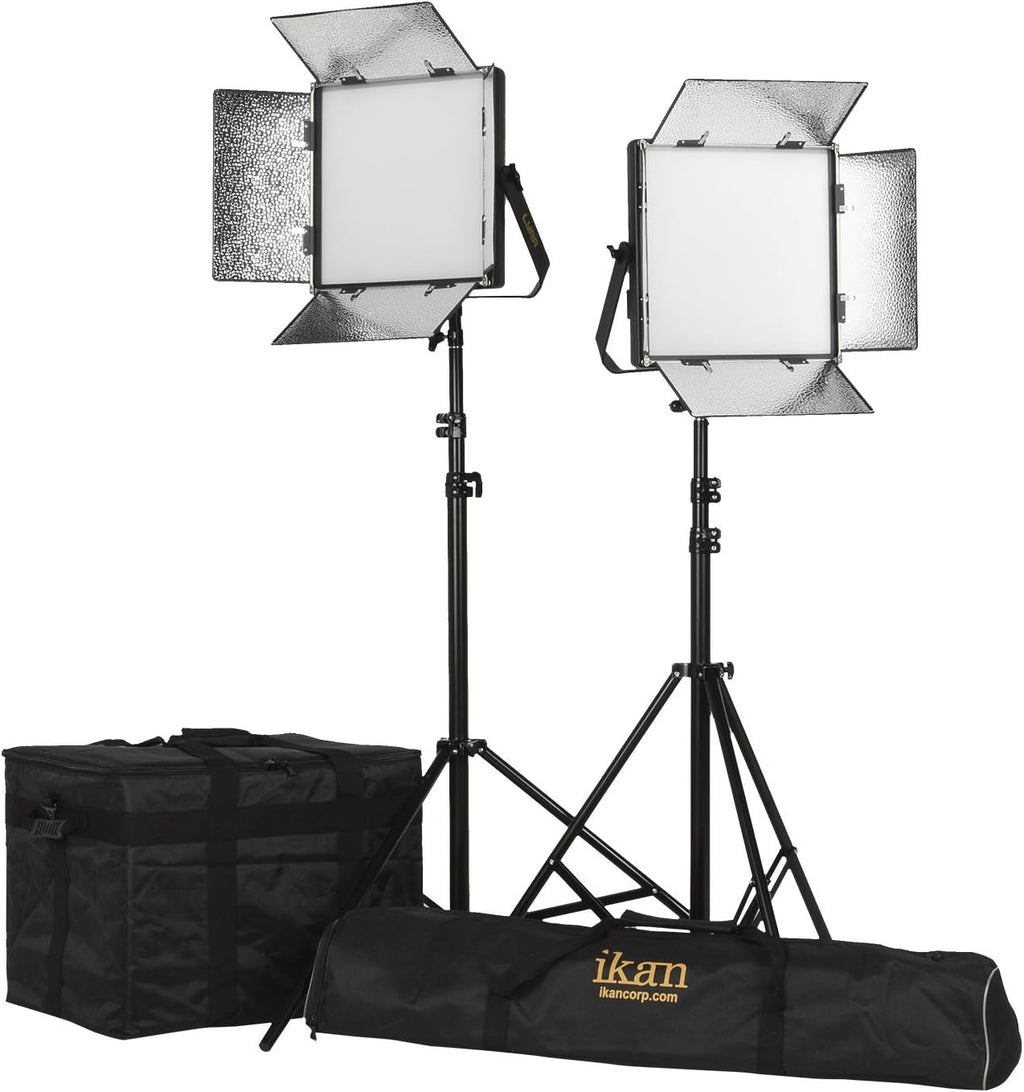 Bi-Color Soft Panel LED Lighting Kit with Barn Doors, Stands and Case W911