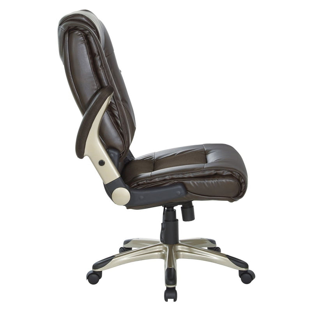 Bonded Leather Chair in Espresso with Cocoa Coated Flip Arms F227