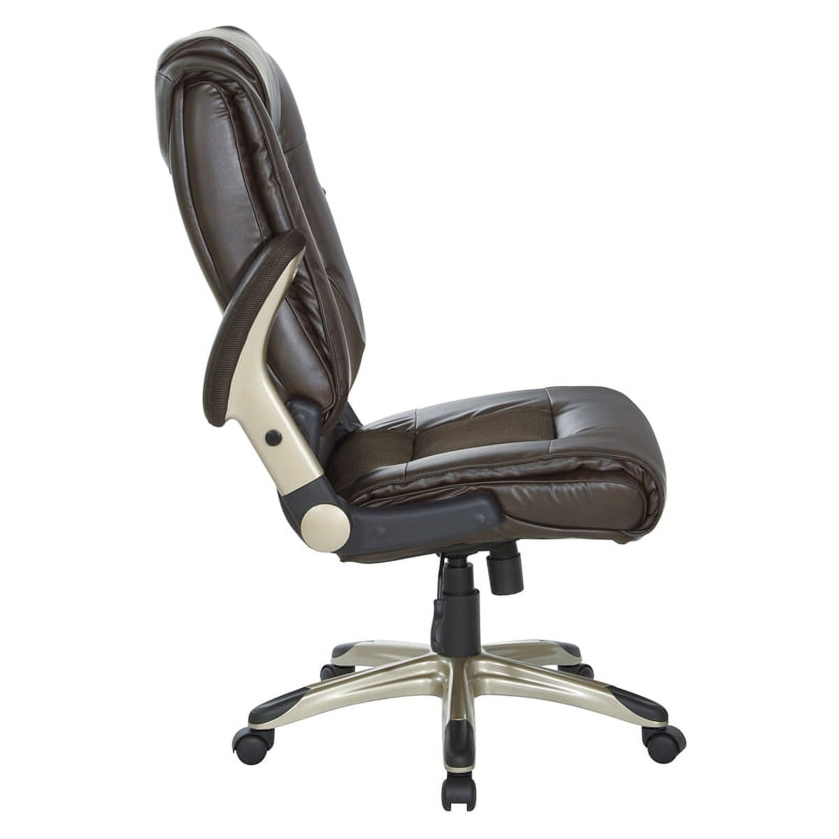 Bonded Leather Chair in Espresso with Cocoa Coated Flip Arms F227