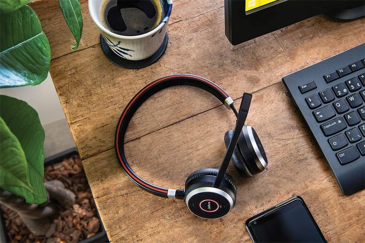 Jabra Evolve 65 UC Stereo Headset with Charging Stand, Link 370 USB Adapter, Bluetooth Headset I700