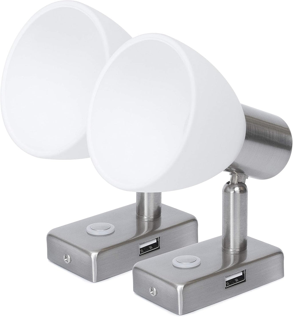 12V LED RV Interior Reading Light 3W with USB Port Dimmable Touch Switch Warm Two Pack I9968