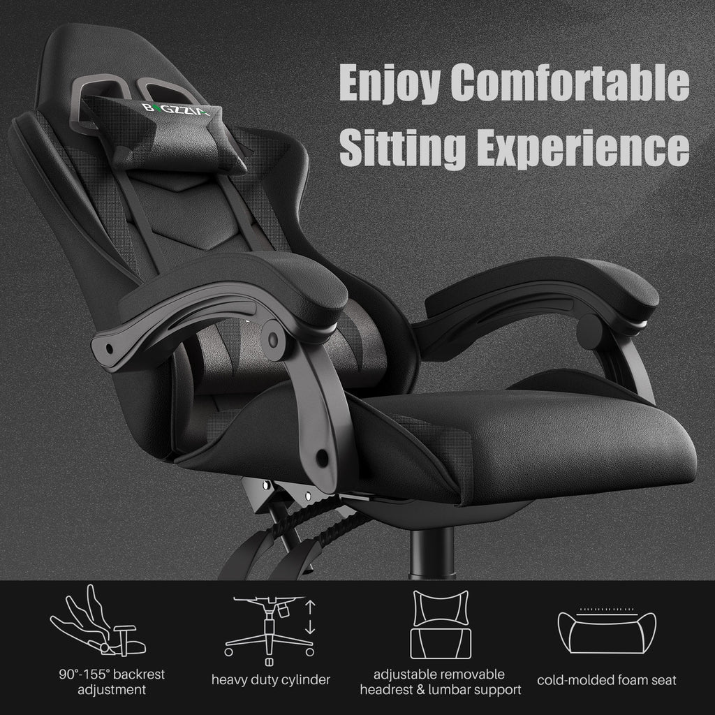 Ergonomic Gaming Chair with Headrest & Lumbar Pillow, Black B9555