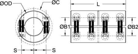 Coupling, Two Piece, Bore Dia 10 mm U517163
