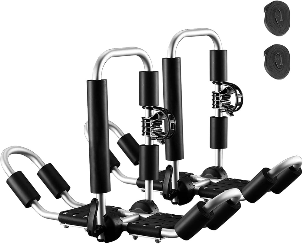 Aluminum Folding Kayak Rack for 2 Kayaks, J-Style 4 in 1 Kayak Carrier with Paddle Holder, 2 Piece Y65285