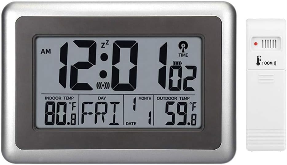 Wall Desk Clock with Indoor Outdoor Temperature Date Calendar F972957