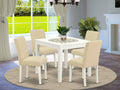5pc Square Table and Four Parson Chair with Linen Fabric Light Beig N440