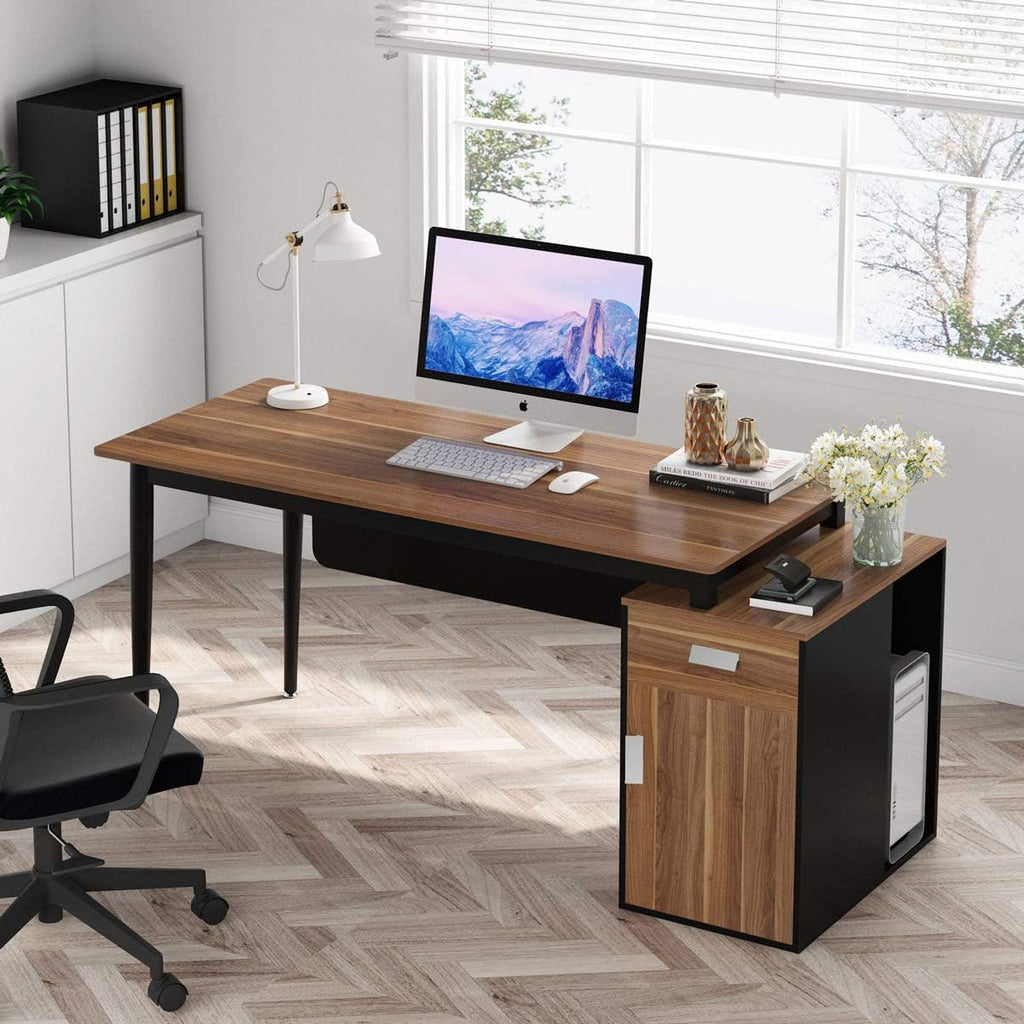 55 inch Computer Desk with Storage Cabinet and Drawer F5011