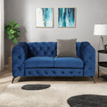 Blue Velvet 2-Person Button Tufted Loveseat Sofa F209514