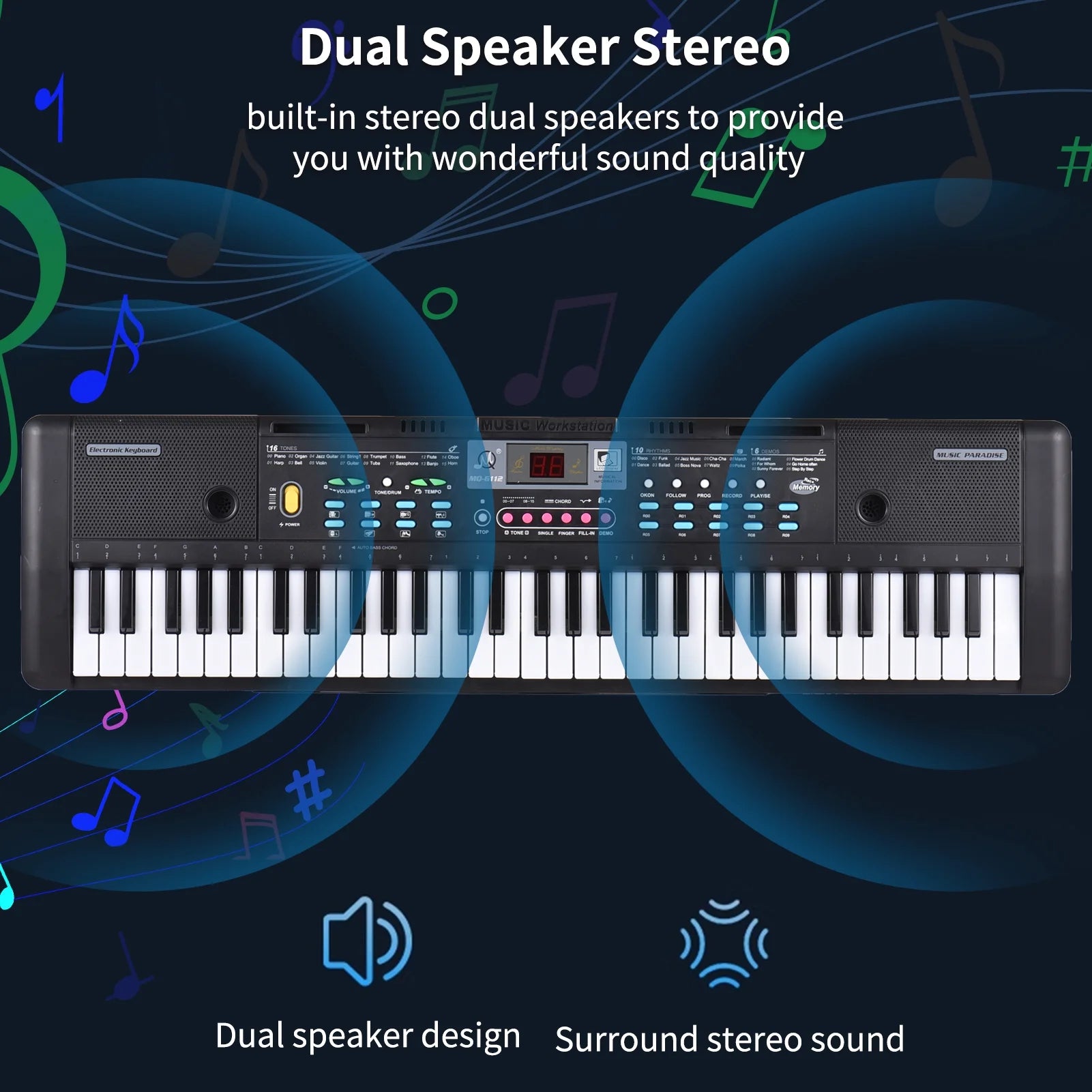 61 Keys Electronic Piano Keyboard with Microphone W368708