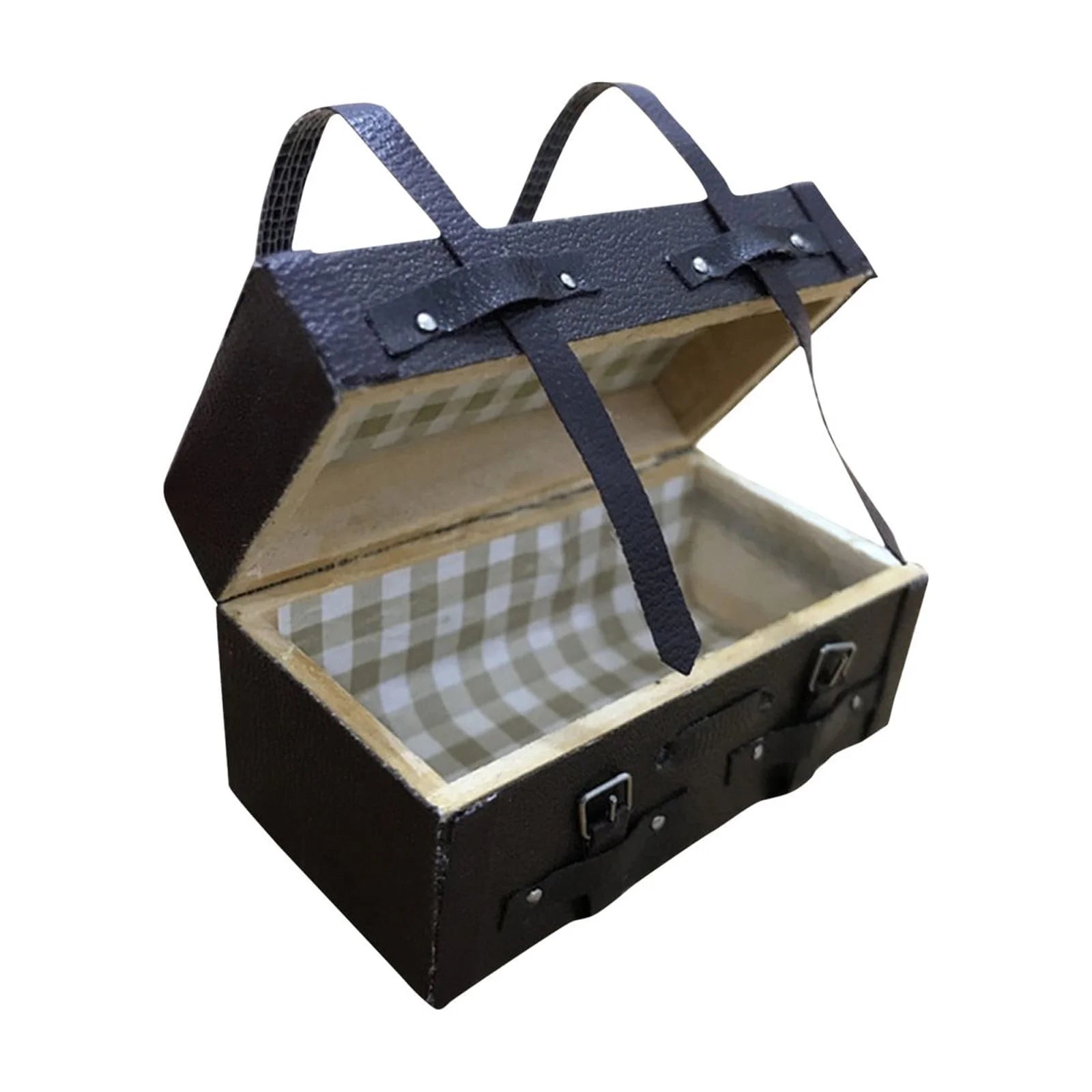 Vintage Leather Mini Suitcase Dollhouse Decor Z913