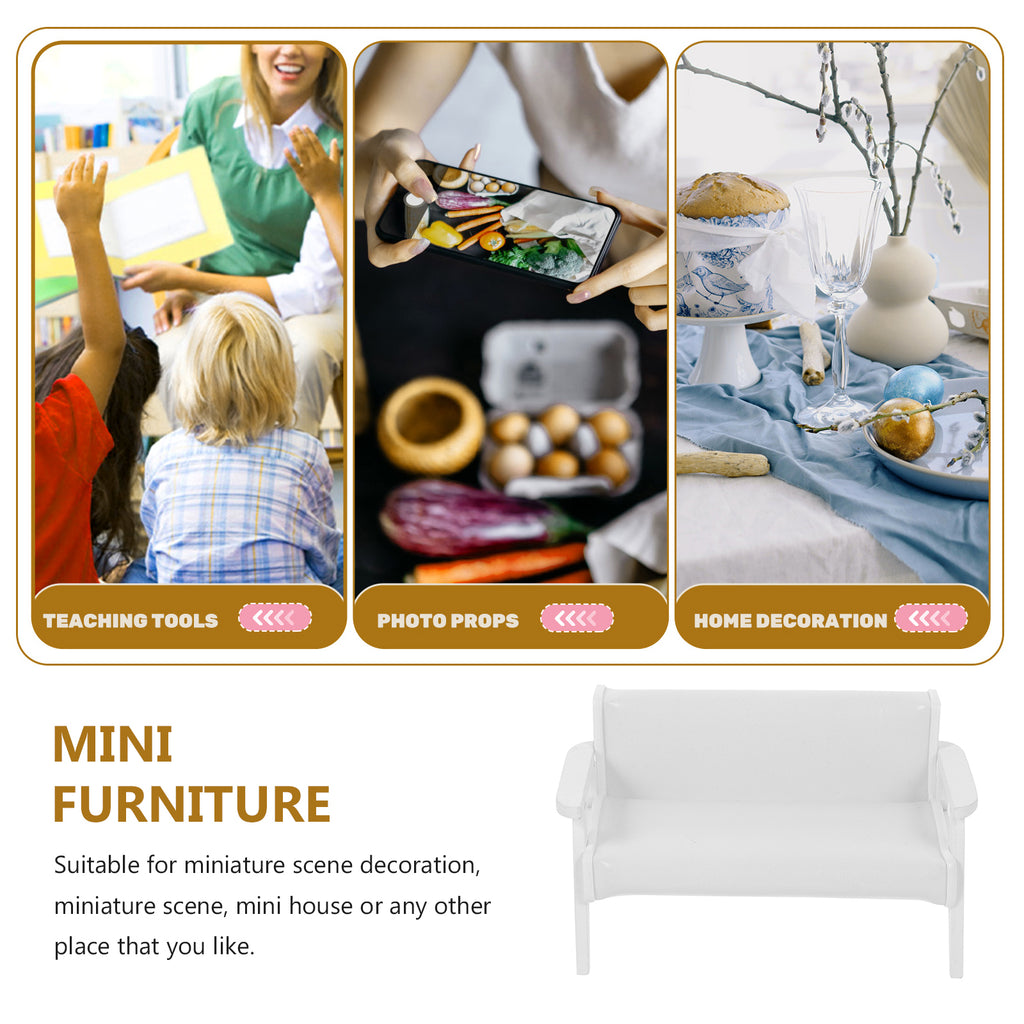 White Leather Wooden Miniature Chair House L72537