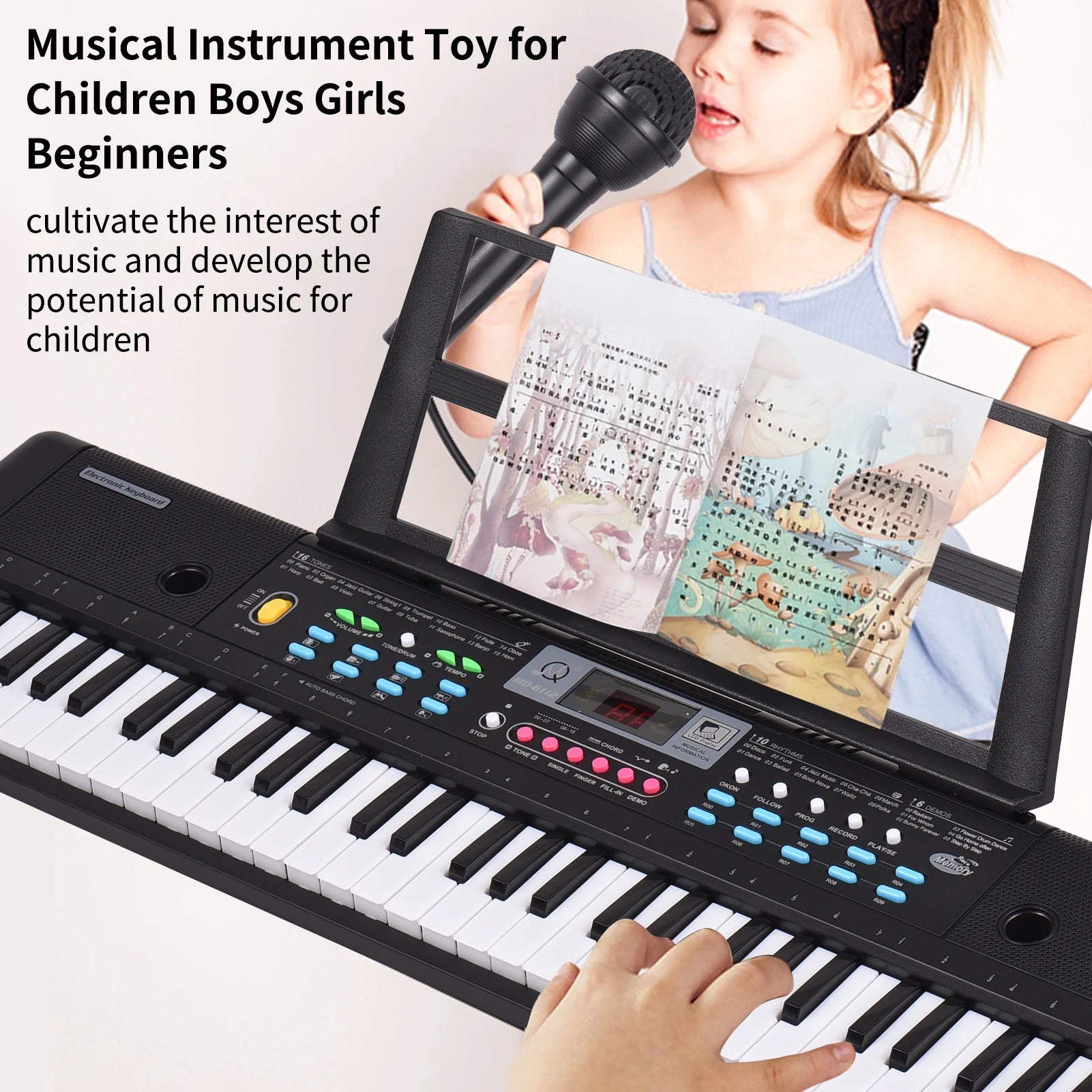 61 Keys Electronic Piano Keyboard with Microphone W368708