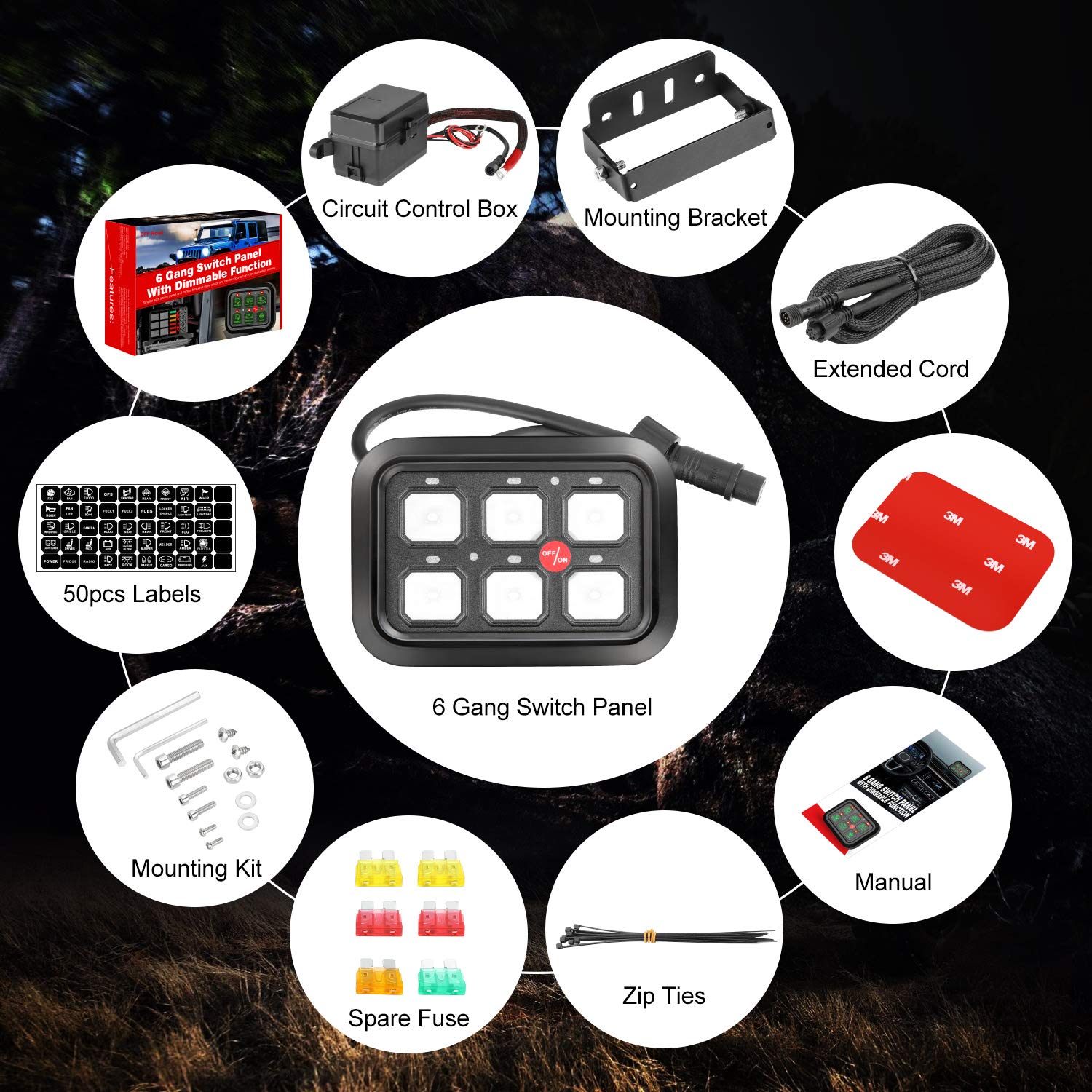 6 Gang Touch Switch Panel with Harness V858780