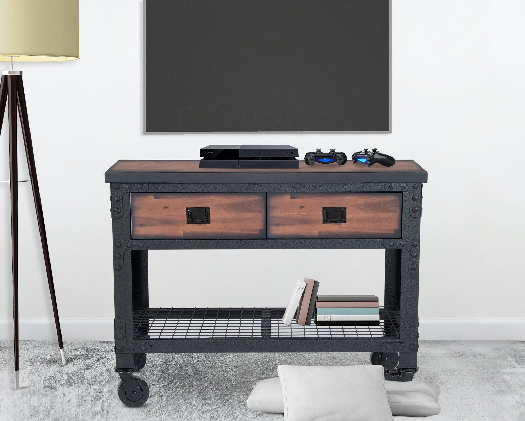 48 in x 24 in 2 Drawer Rolling Industrial Workbench with Wood Top M846966