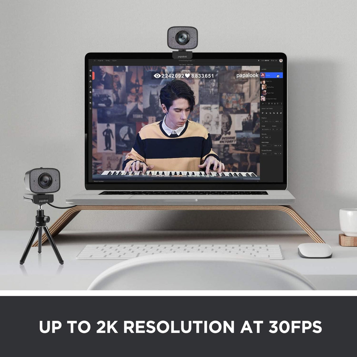 2K Ultra HD Webcam with Dual Microphone and Privacy Cover Q668