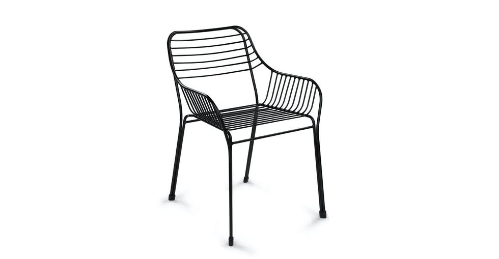 Black Outdoor Dining Armchairs Metal Frame A878