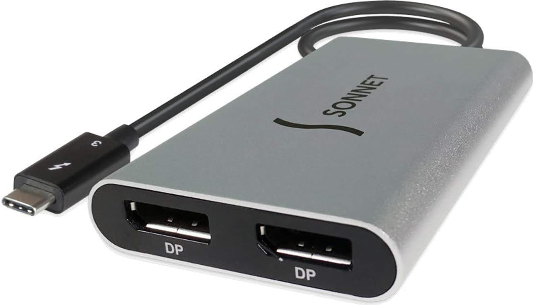Thunderbolt 3 to Dual DisplayPort Adapter, Black/Silver F7145
