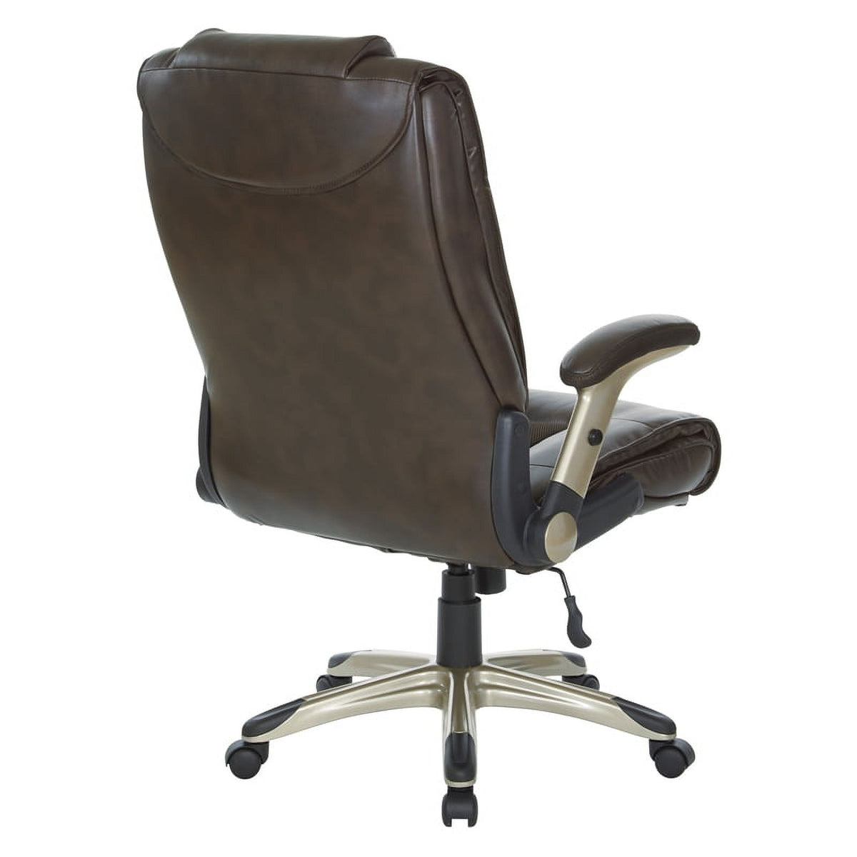 Bonded Leather Chair in Espresso with Cocoa Coated Flip Arms F227