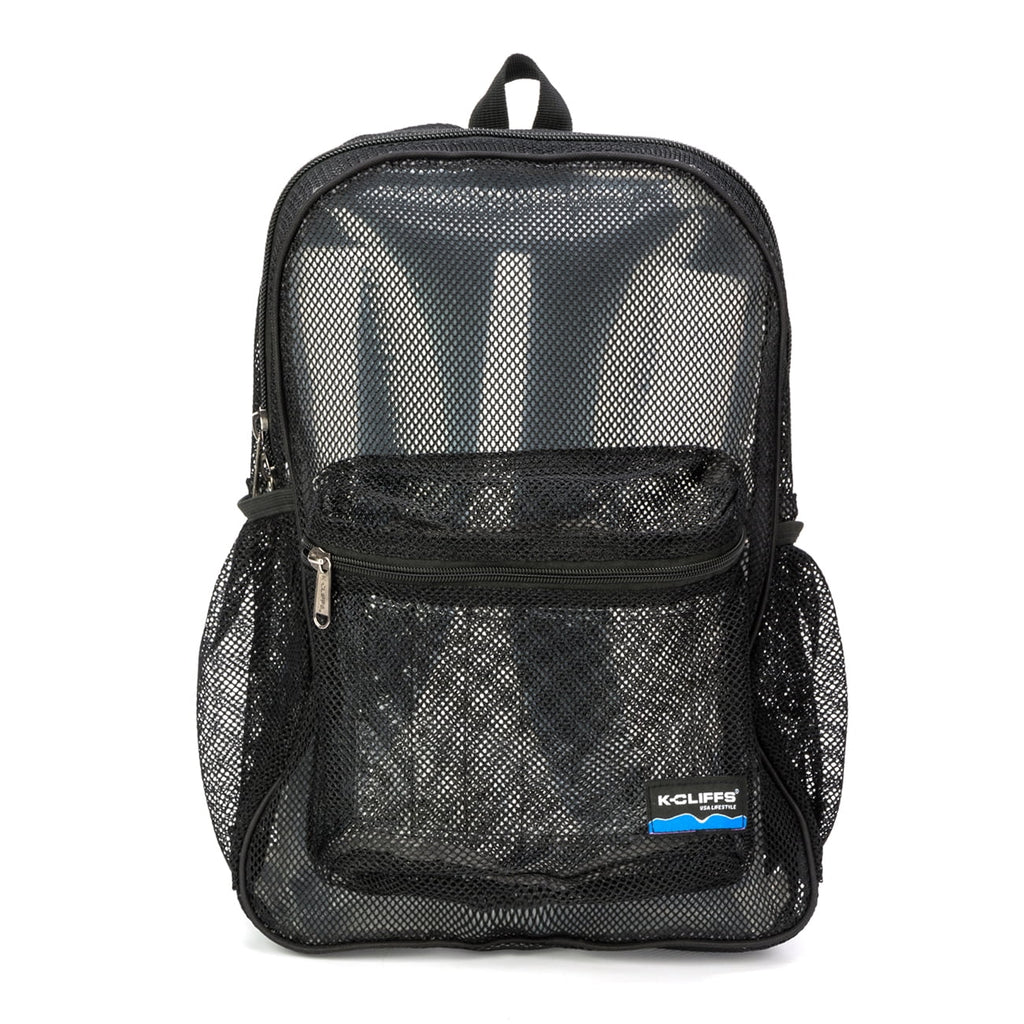 Black Mesh See Through School Backpack V9687