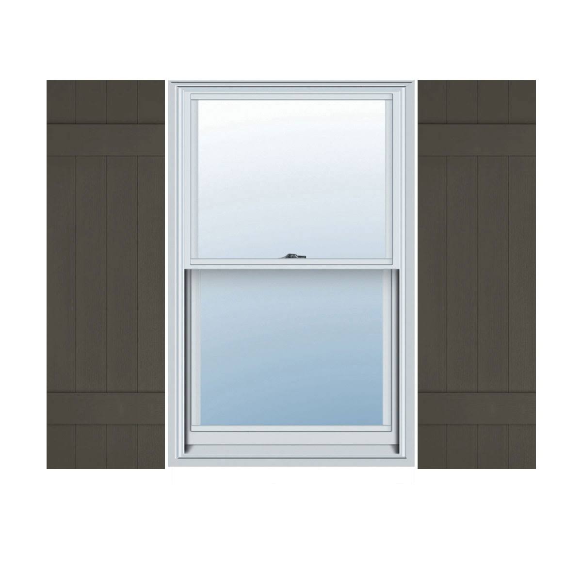14 in. x 24 in. Vinyl Board and Batten Shutters Pair Musket Brown B765635