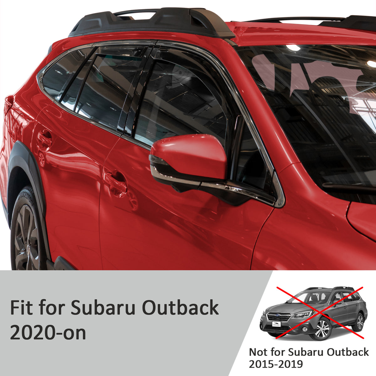 4 Pieces In-Channel Rain Guards for Subaru Outback 2020-2024 Q691802