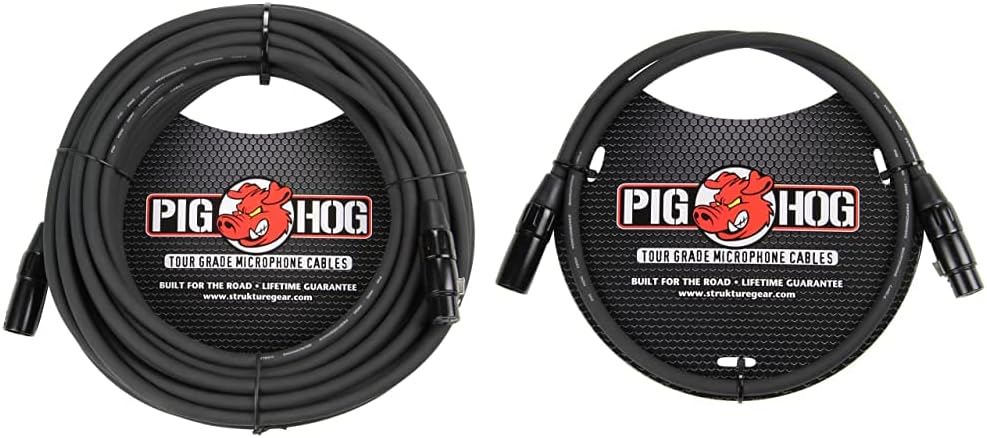 Black 8mm XLR Microphone Cable, 50 Feet, Pack of 2 K57415