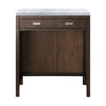 Mid Century Acacia Makeup Countertop Unit with Marble Top U8063