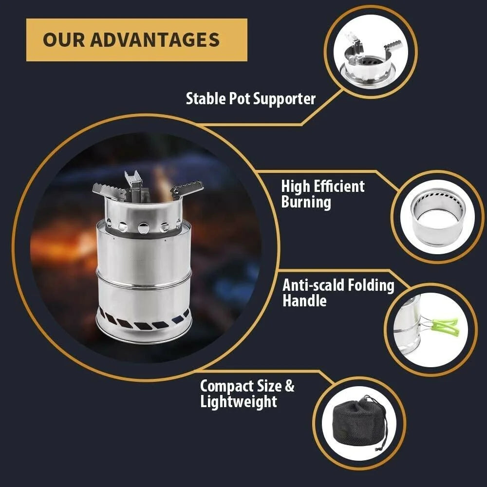 Portable Folding Wood Burning Camping Stove H5595
