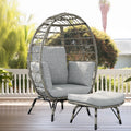 Gray Wicker Egg Chair with Ottoman E674