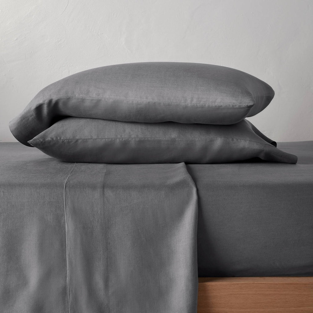 California King 100% Washed Hemp Solid Sheet Set Dark Gray M29451