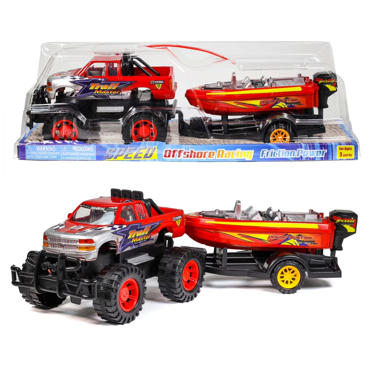 Friction Power Toy Truck with Trailer B6895