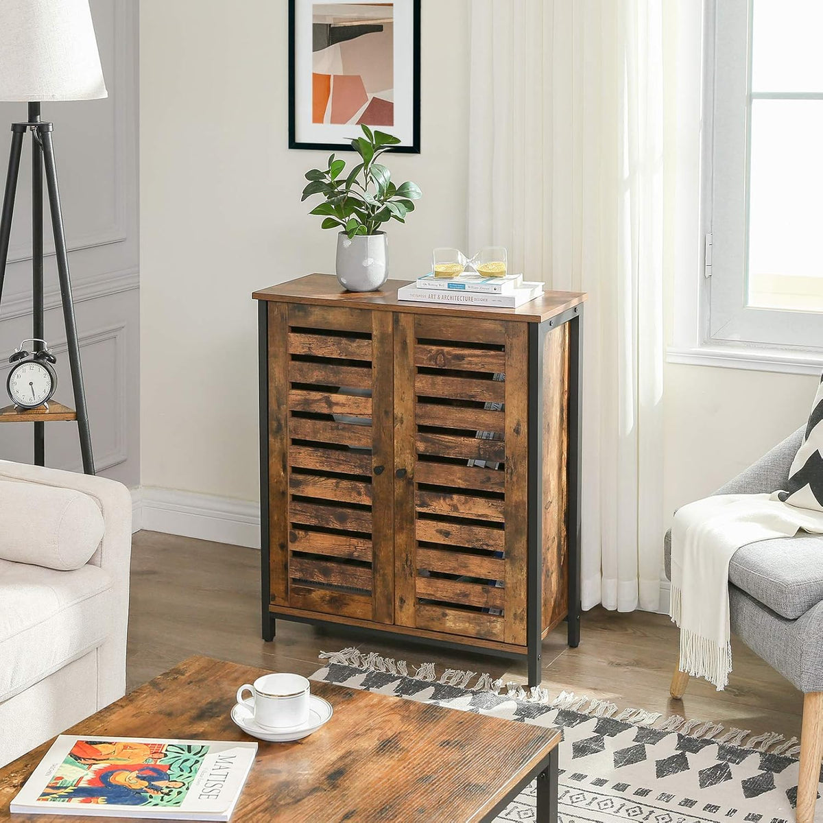 Rustic Brown Standing Cabinet with Shelf T2725