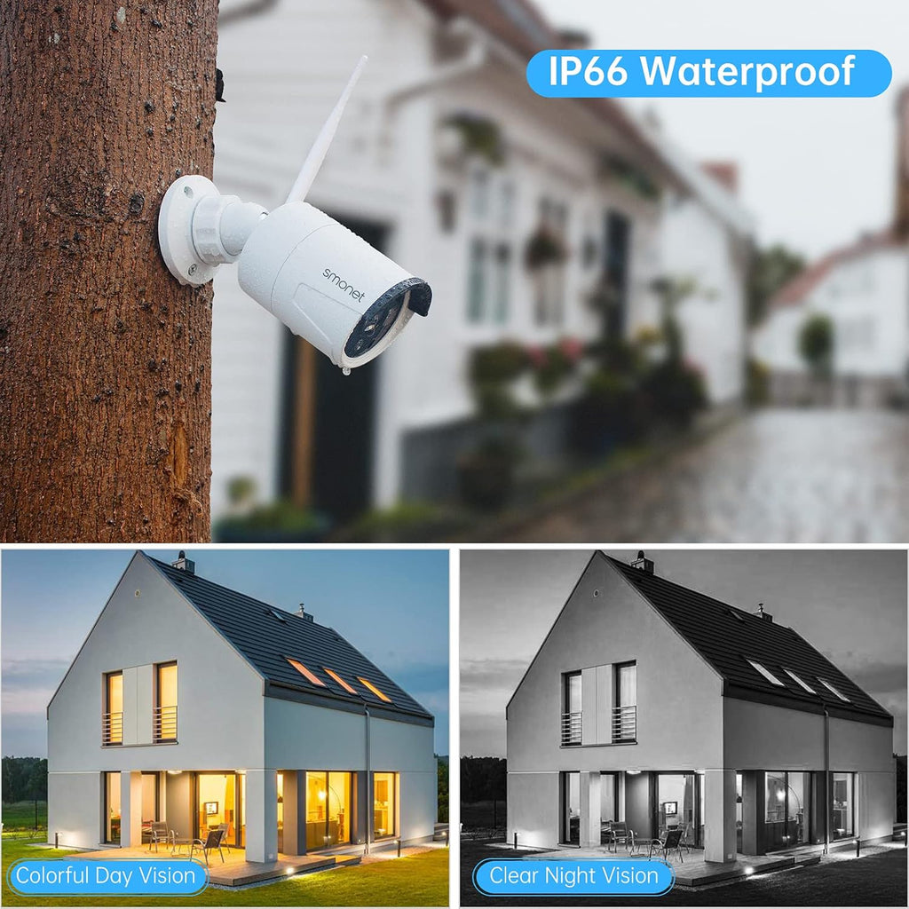 3MP Wireless Security Camera System with 12" Monitor, 8CH NVR Kit, 4Pcs Outdoor Indoor IP Cameras H237416