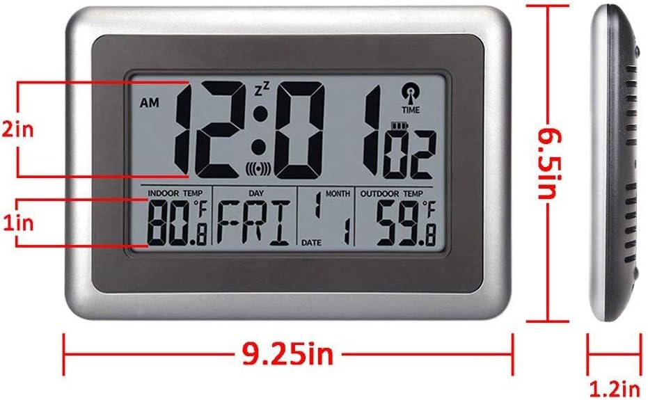 Wall Desk Clock with Indoor Outdoor Temperature Date Calendar F972957