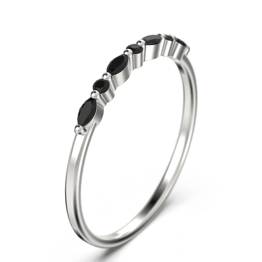 10k White Gold Black Diamond Moissanite Ring Q627488