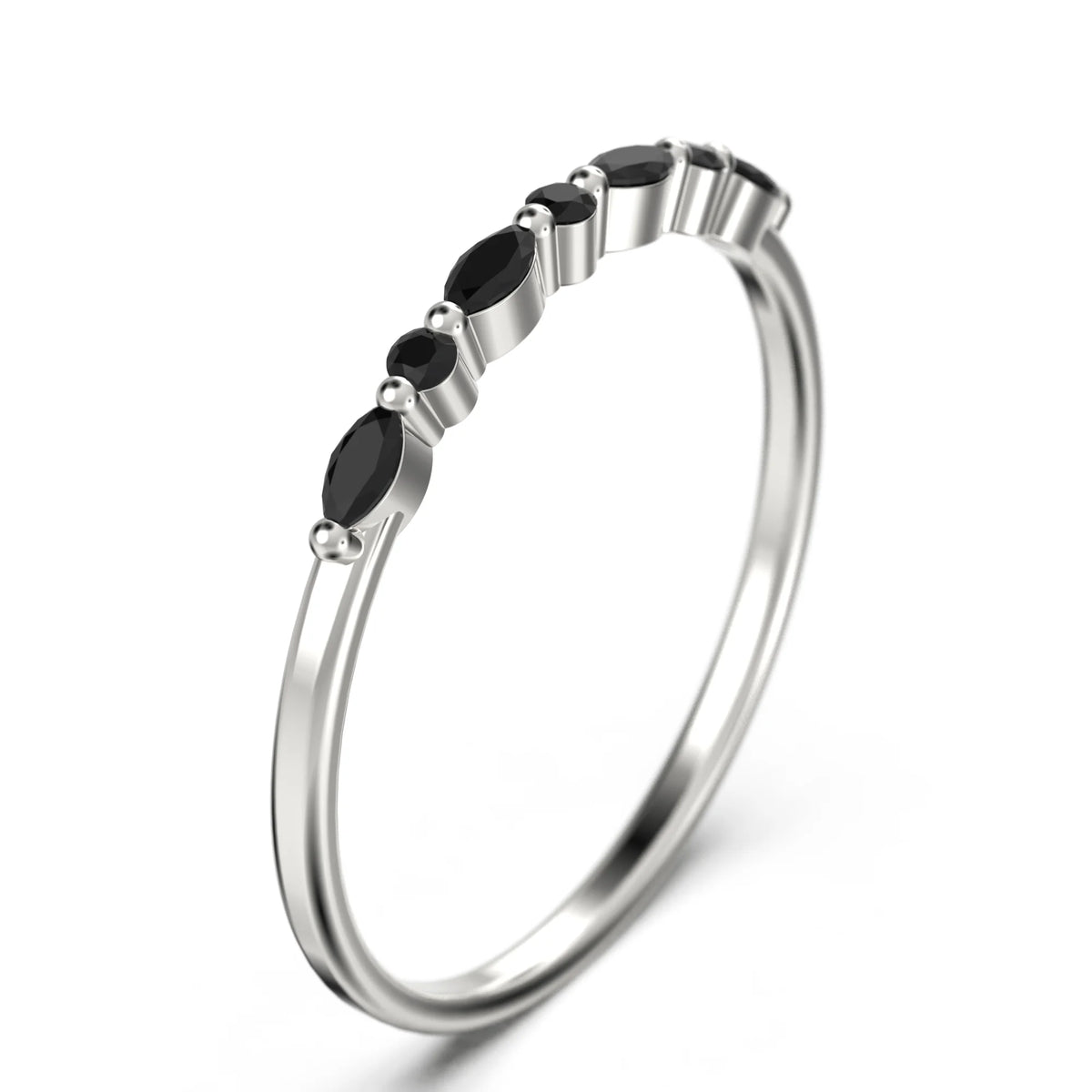 10k White Gold Black Diamond Moissanite Ring Q627488