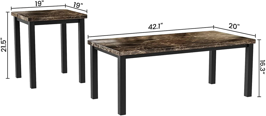 3 Piece Coffee Table Set with 2 End Tables E81566