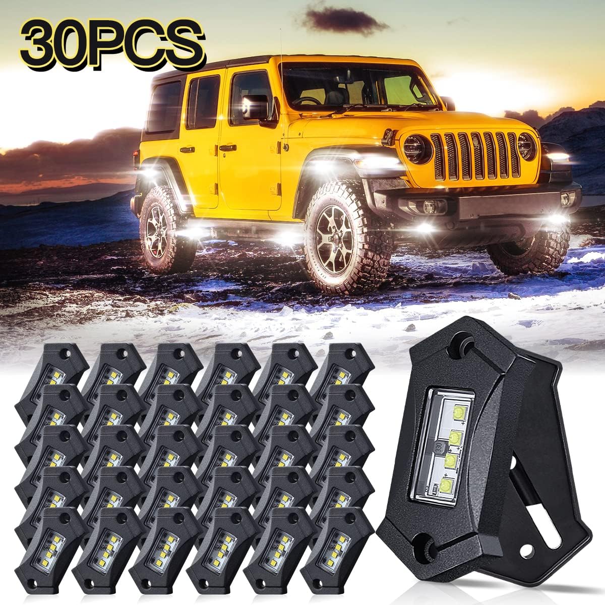 White LED Rock Lights 12 Pods Waterproof J917