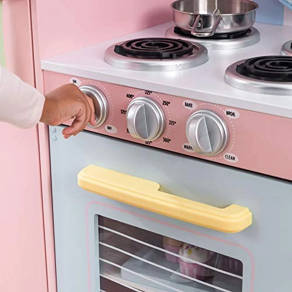 Wooden Pastel Play Kitchen with Turning Knobs and Play Phone Z5512
