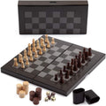 3-in-1 Wooden Folding Chess Checker Backgammon Board Game Set O7037