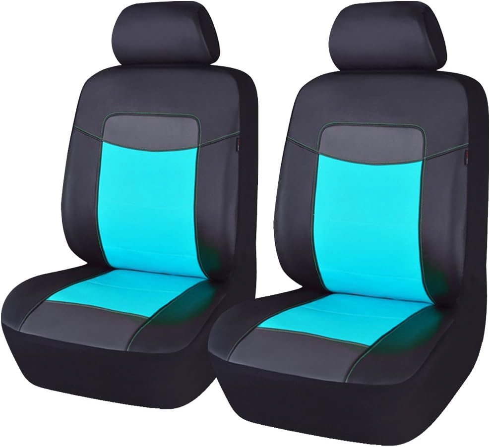 Black Leather Car Seat Covers Full Set Pack of 2 M928262