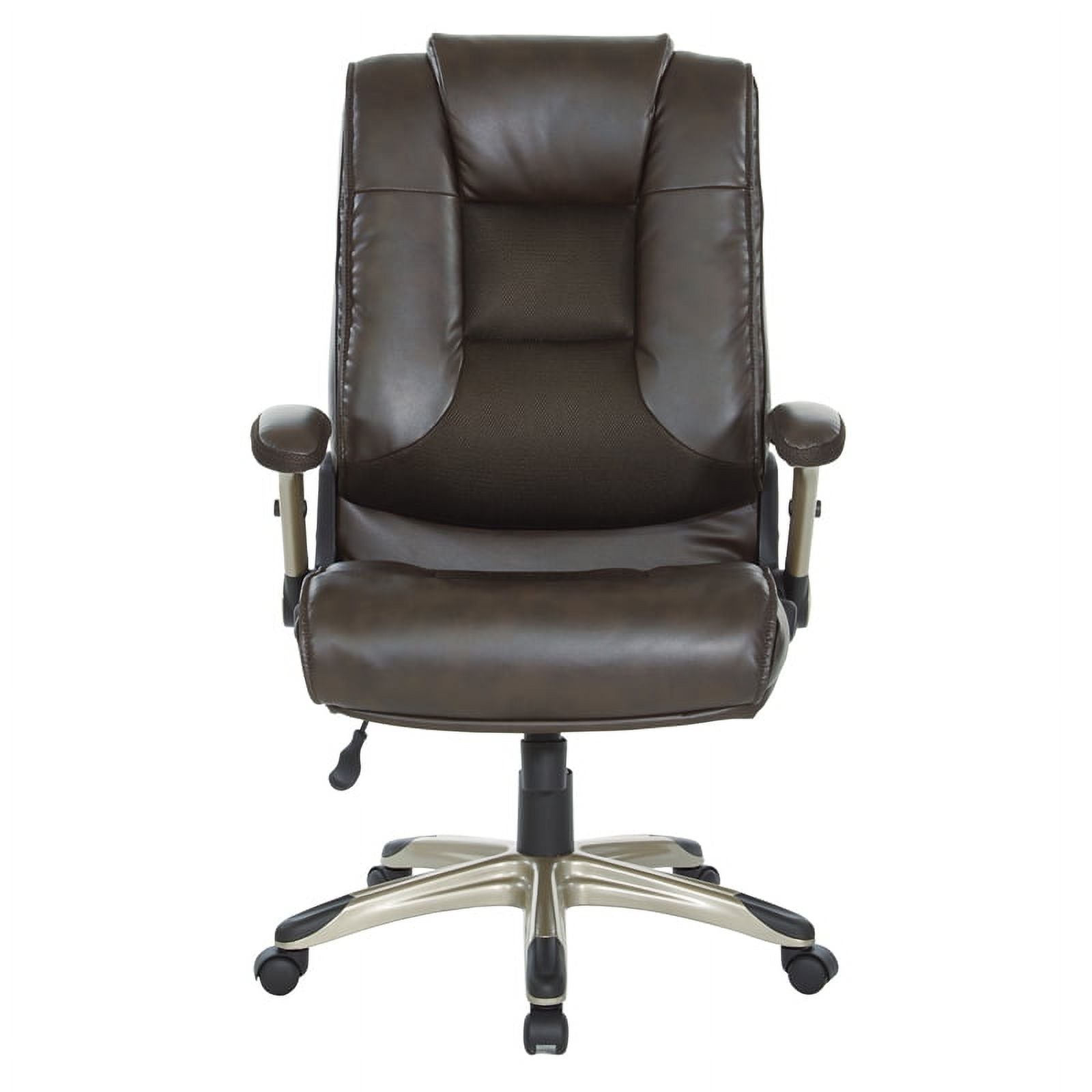 Bonded Leather Chair in Espresso with Cocoa Coated Flip Arms F227