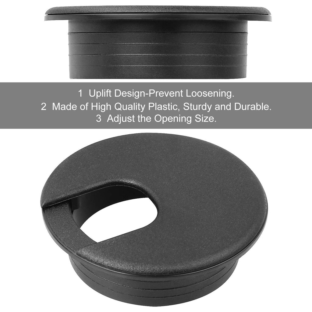 2 Desk Grommet Black, 30PACK Wire Cable Hole Cover PC Computer Desk Plastic Grommet Cord, Tidy Cable Wire Grommet for Office PC Computer Desk Cord Management, (50mm Mounting Hole Diameter) Pack of 2 J93050