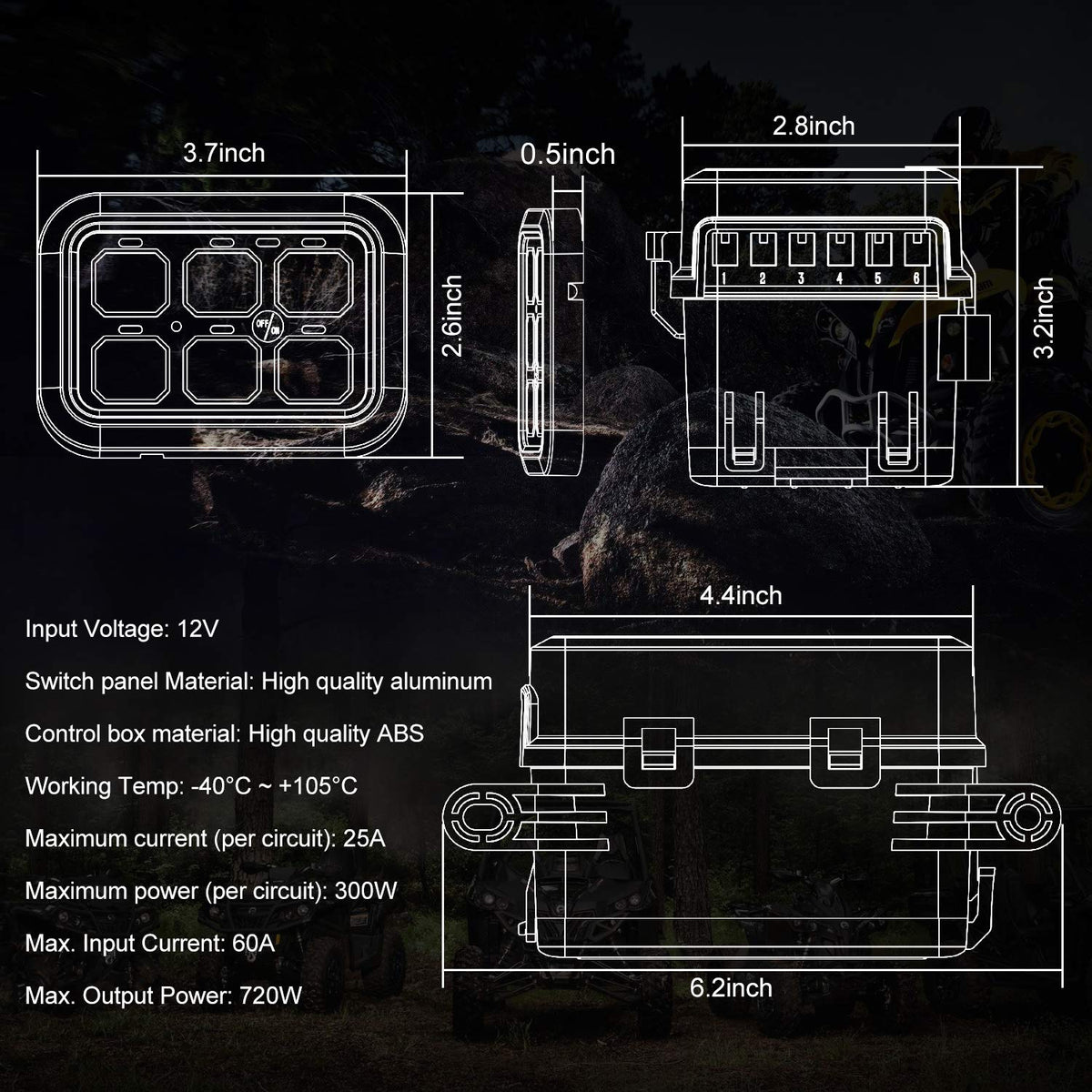 6 Gang Touch Switch Panel with Harness V858780
