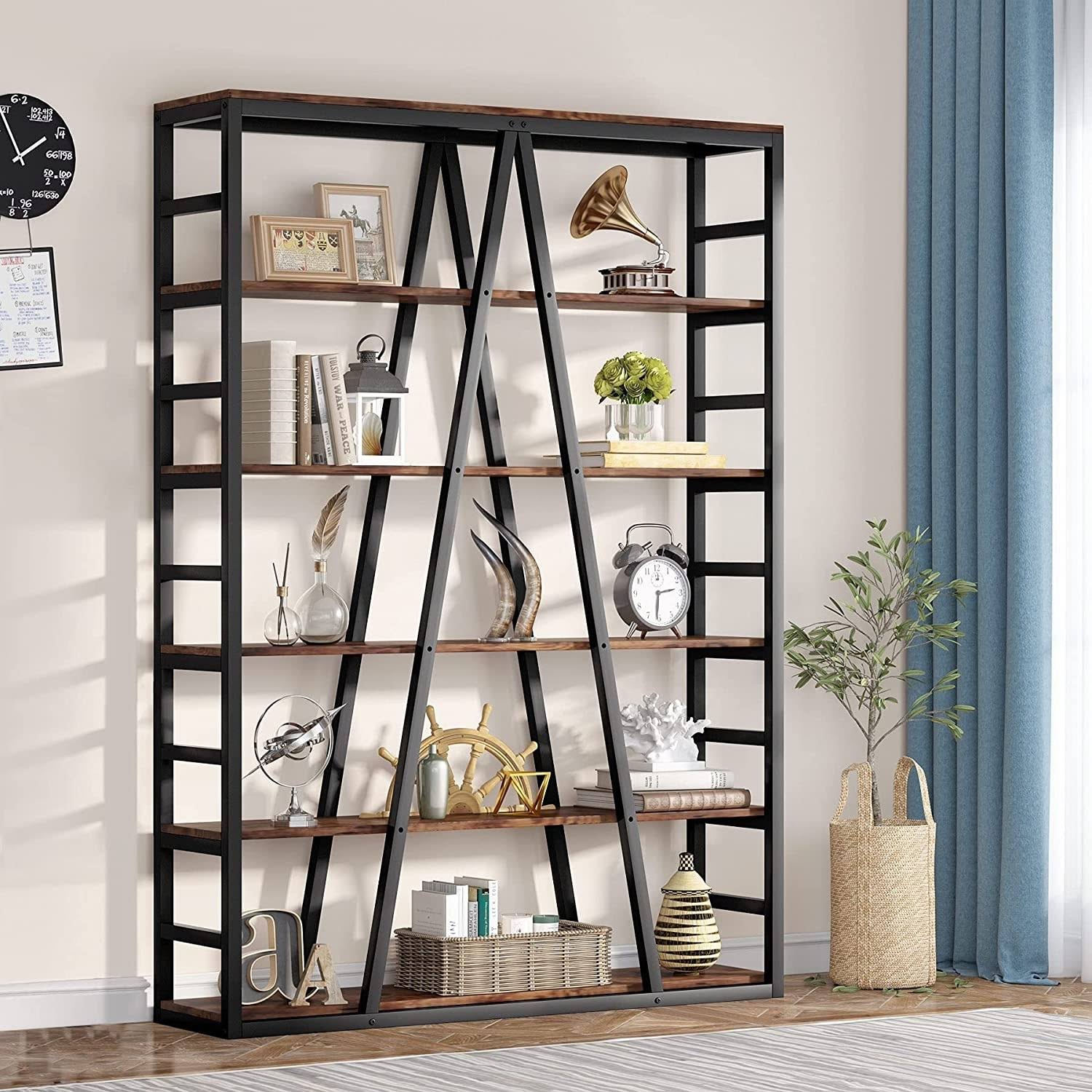 Rustic Brown 6 Tier Industrial Bookshelf R17991